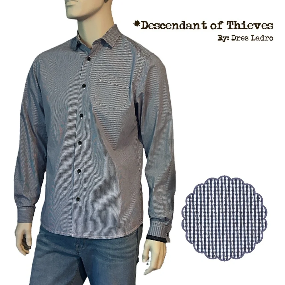 Descendant of Thieves Dres Ladro Shirt 100% Cotton Micro Gingham Check Excellent - Picture 13 of 15